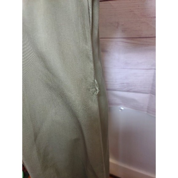 Nautica Khaki Green Mandarin Collar Shirt Dress with Orange Accent, Size M - Picture 4 of 10